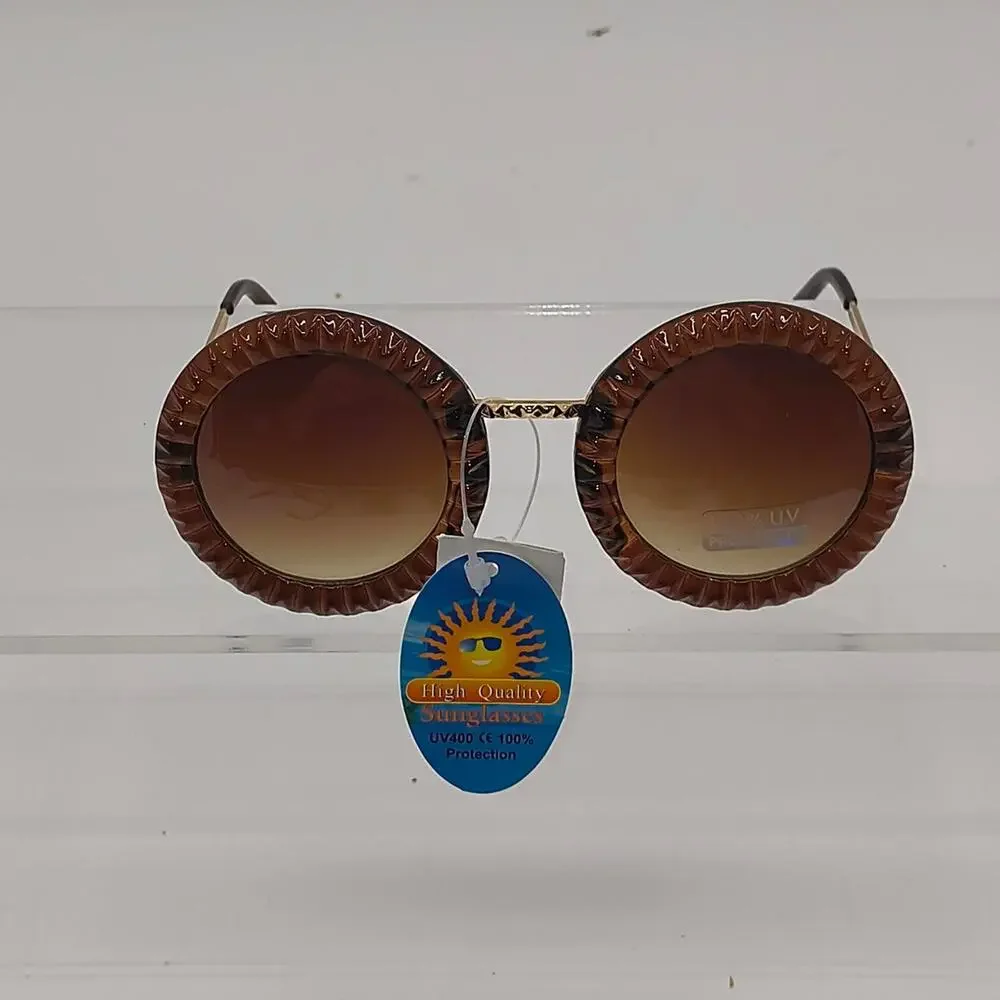 Brown gold round sunglasses